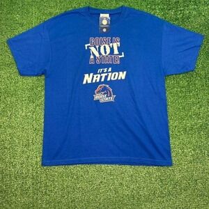 Blue and orange Boise State University graphic tee
